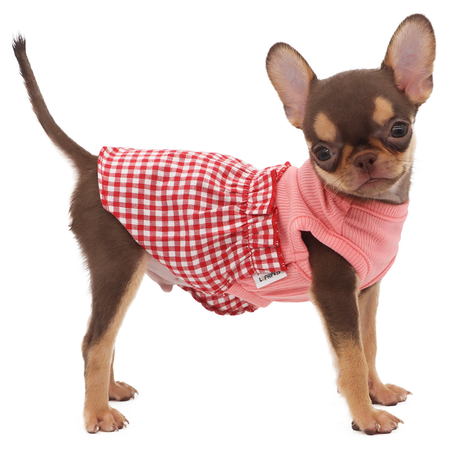 Lophipets new plaid dress/Red and White/XXS