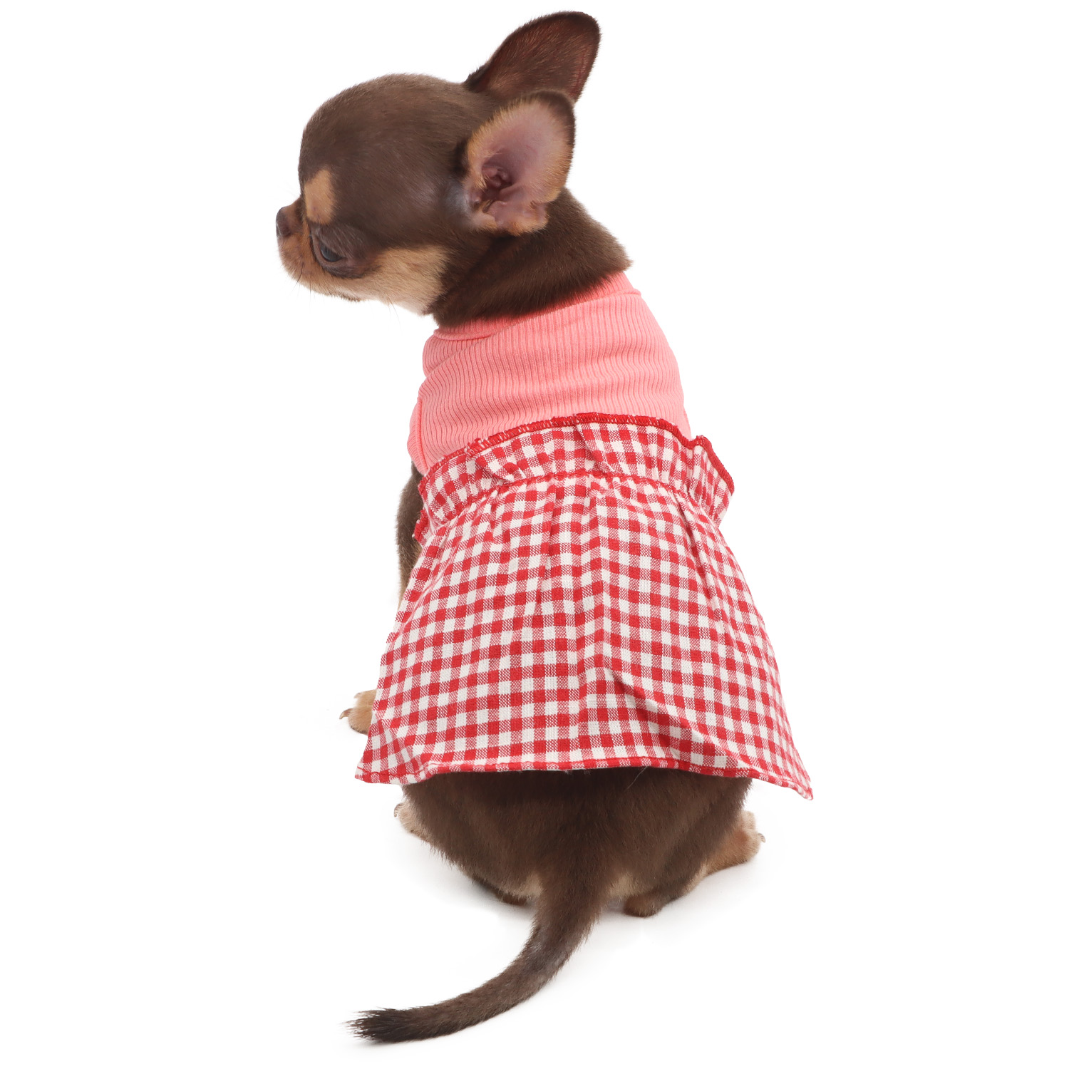 Lophipets new plaid dress/Red and White/XXS
