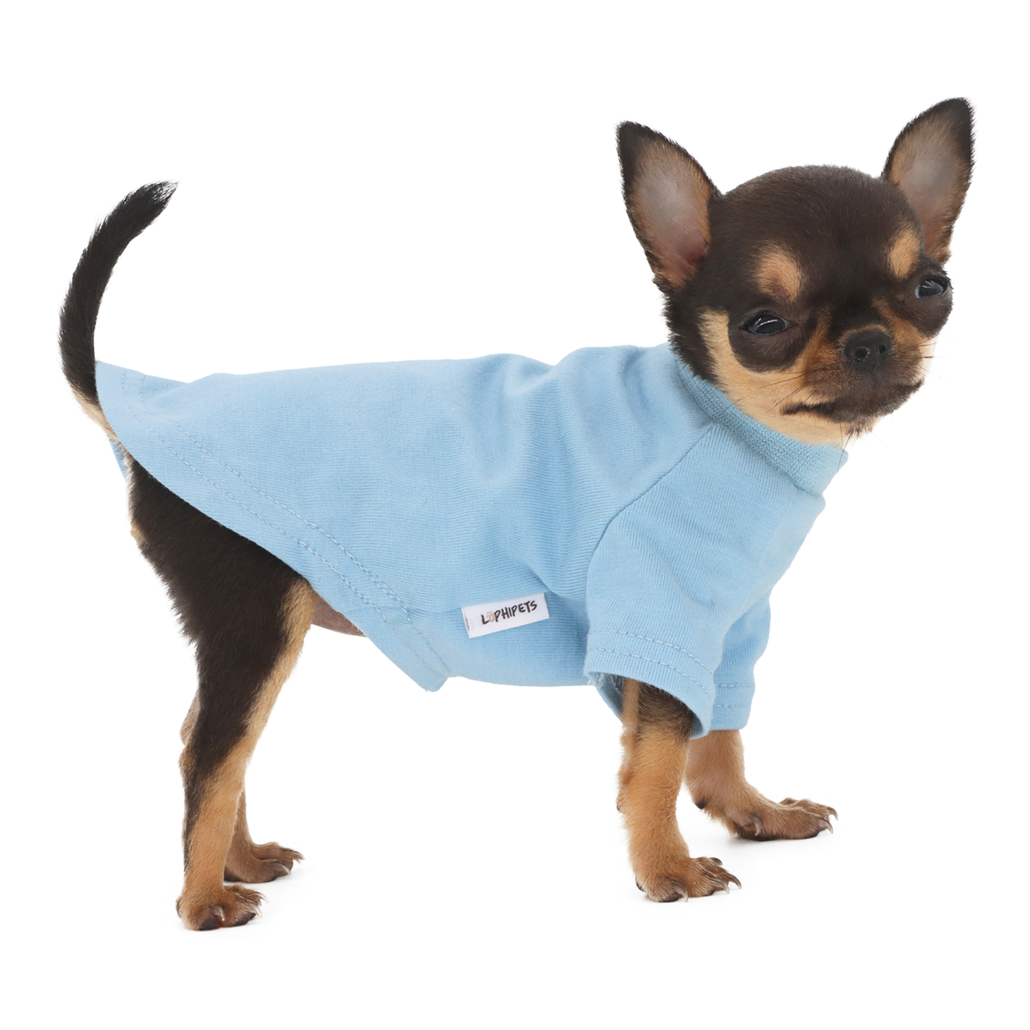 Lophipets new long-sleeved solid-color T-shirt-Blue-XXS